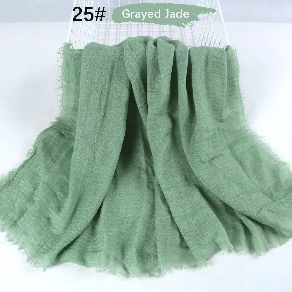 Muslim Women Crinkle Hijab Soft Cotton Scarf Hijabs Head Femme Musulman Turban Shawls Wraps Islamic Headscarf 180X90CM