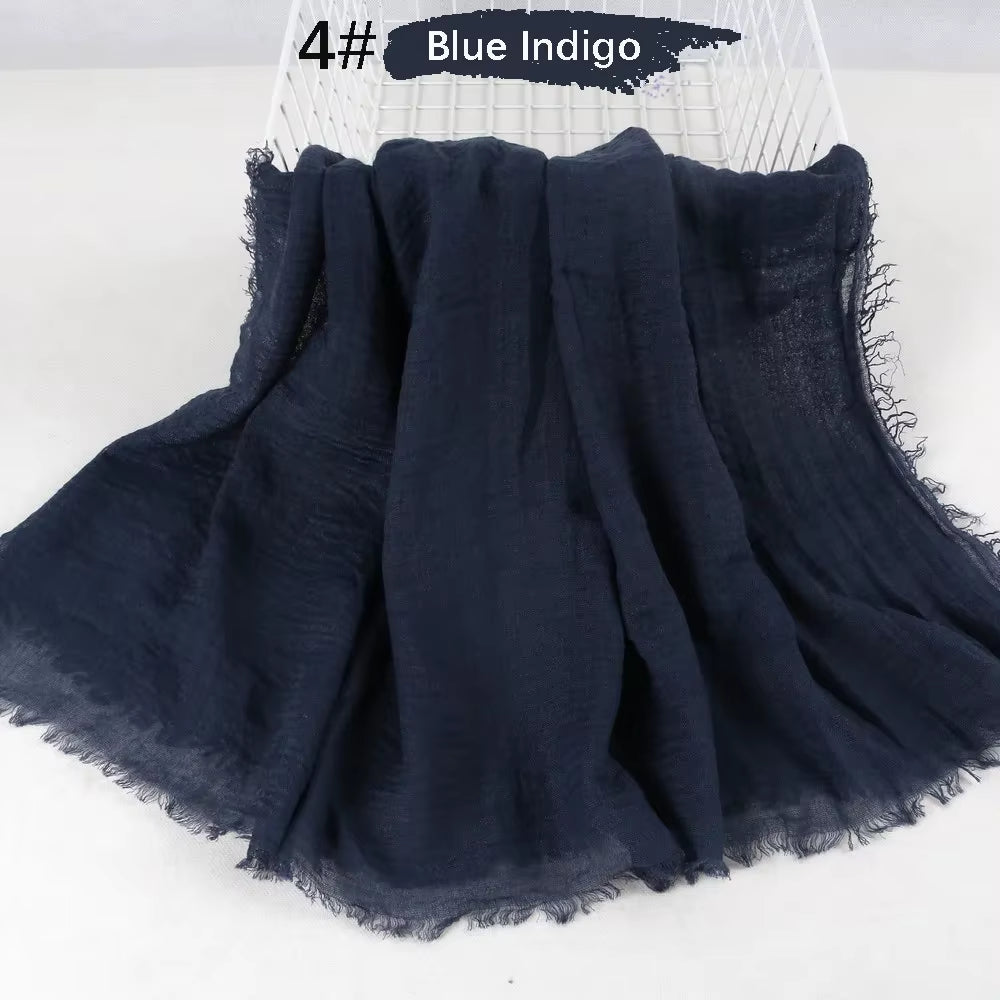 Muslim Women Crinkle Hijab Soft Cotton Scarf Hijabs Head Femme Musulman Turban Shawls Wraps Islamic Headscarf 180X90CM