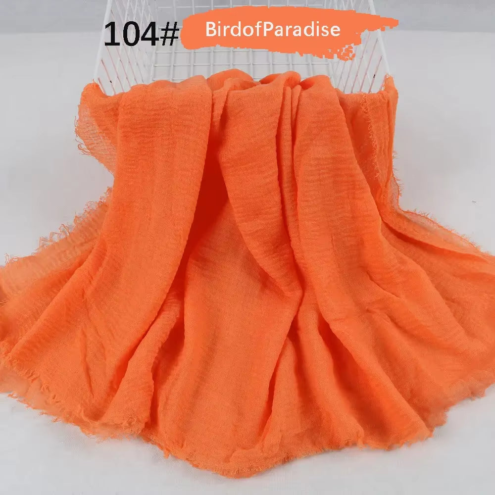 Muslim Women Crinkle Hijab Soft Cotton Scarf Hijabs Head Femme Musulman Turban Shawls Wraps Islamic Headscarf 180X90CM