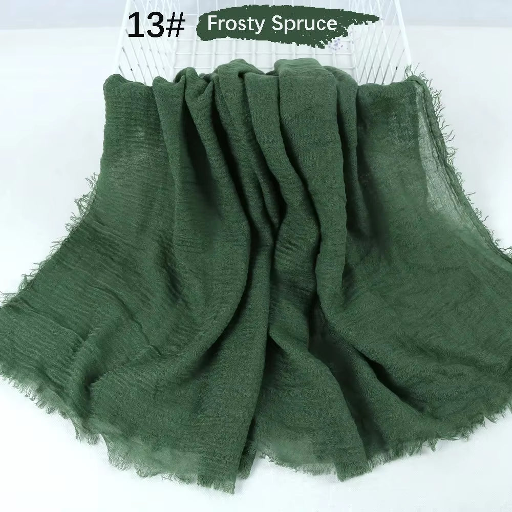 Muslim Women Crinkle Hijab Soft Cotton Scarf Hijabs Head Femme Musulman Turban Shawls Wraps Islamic Headscarf 180X90CM
