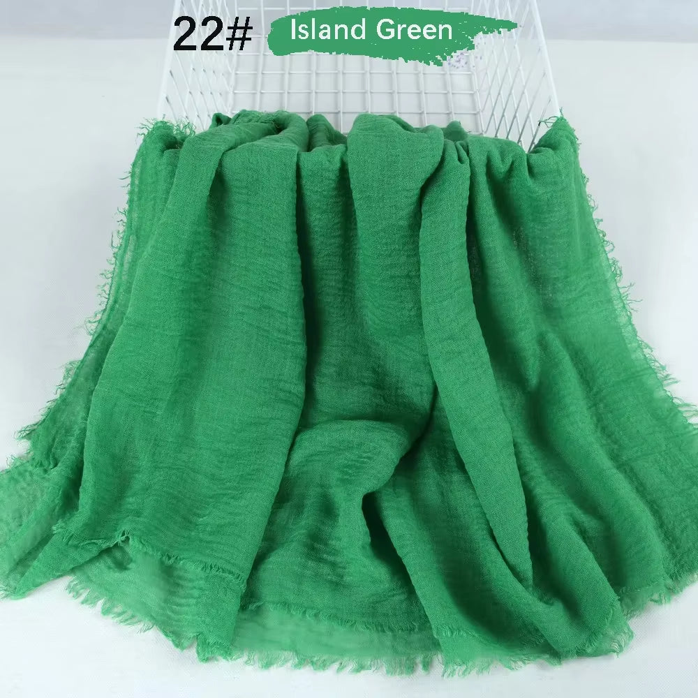 Muslim Women Crinkle Hijab Soft Cotton Scarf Hijabs Head Femme Musulman Turban Shawls Wraps Islamic Headscarf 180X90CM