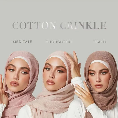 Muslim Women Crinkle Hijab Soft Cotton Scarf Hijabs Head Femme Musulman Turban Shawls Wraps Islamic Headscarf 180X90CM