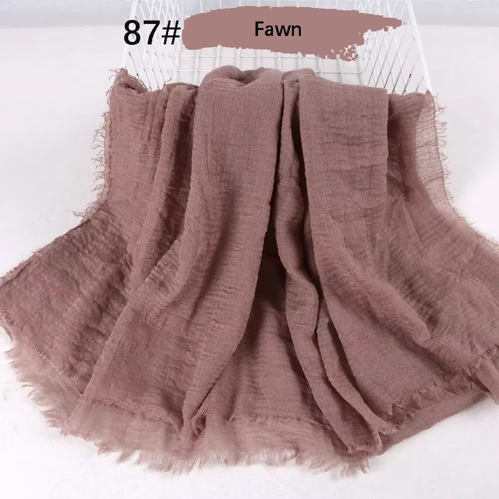 Muslim Women Crinkle Hijab Soft Cotton Scarf Hijabs Head Femme Musulman Turban Shawls Wraps Islamic Headscarf 180X90CM