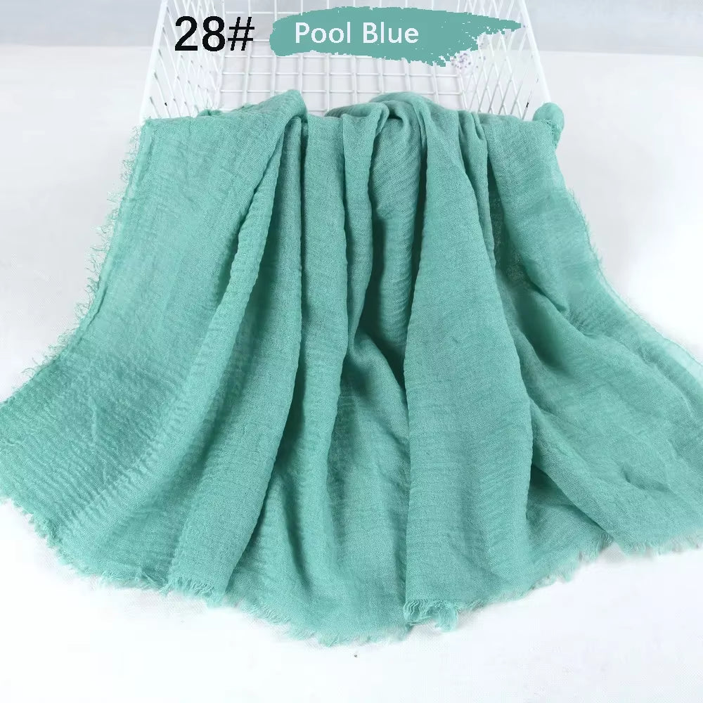 Muslim Women Crinkle Hijab Soft Cotton Scarf Hijabs Head Femme Musulman Turban Shawls Wraps Islamic Headscarf 180X90CM