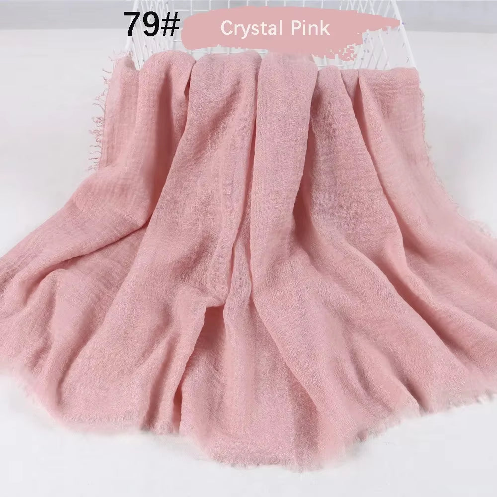 Muslim Women Crinkle Hijab Soft Cotton Scarf Hijabs Head Femme Musulman Turban Shawls Wraps Islamic Headscarf 180X90CM