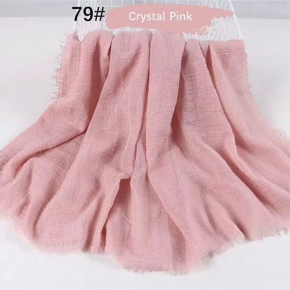 Muslim Women Crinkle Hijab Soft Cotton Scarf Hijabs Head Femme Musulman Turban Shawls Wraps Islamic Headscarf 180X90CM