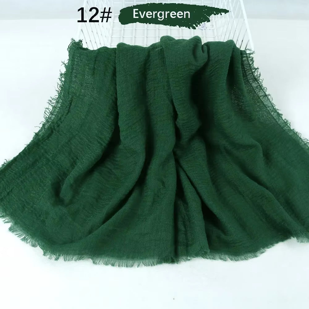 Muslim Women Crinkle Hijab Soft Cotton Scarf Hijabs Head Femme Musulman Turban Shawls Wraps Islamic Headscarf 180X90CM