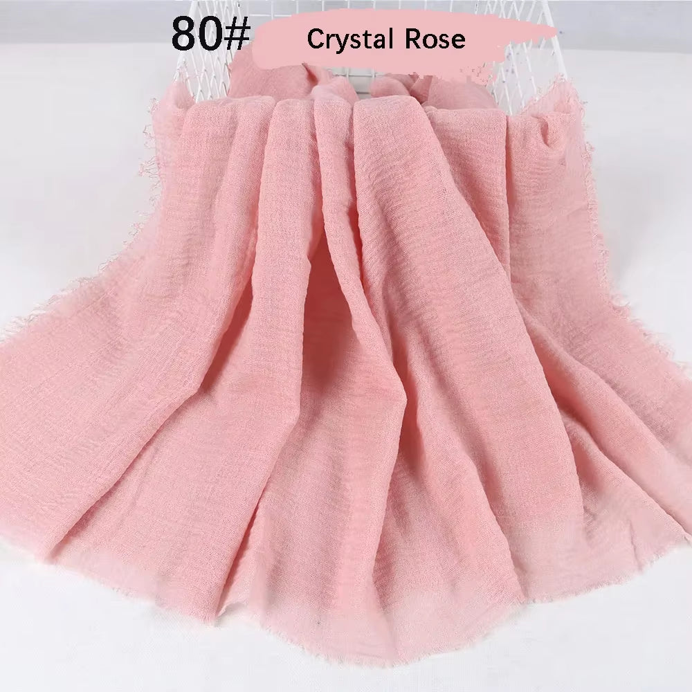 Muslim Women Crinkle Hijab Soft Cotton Scarf Hijabs Head Femme Musulman Turban Shawls Wraps Islamic Headscarf 180X90CM