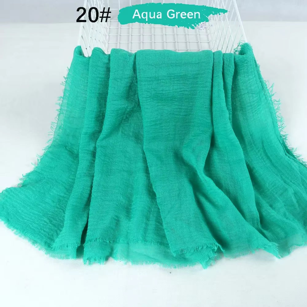 Muslim Women Crinkle Hijab Soft Cotton Scarf Hijabs Head Femme Musulman Turban Shawls Wraps Islamic Headscarf 180X90CM