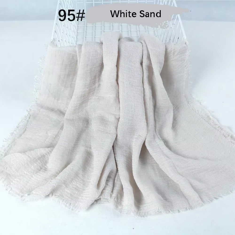 Muslim Women Crinkle Hijab Soft Cotton Scarf Hijabs Head Femme Musulman Turban Shawls Wraps Islamic Headscarf 180X90CM