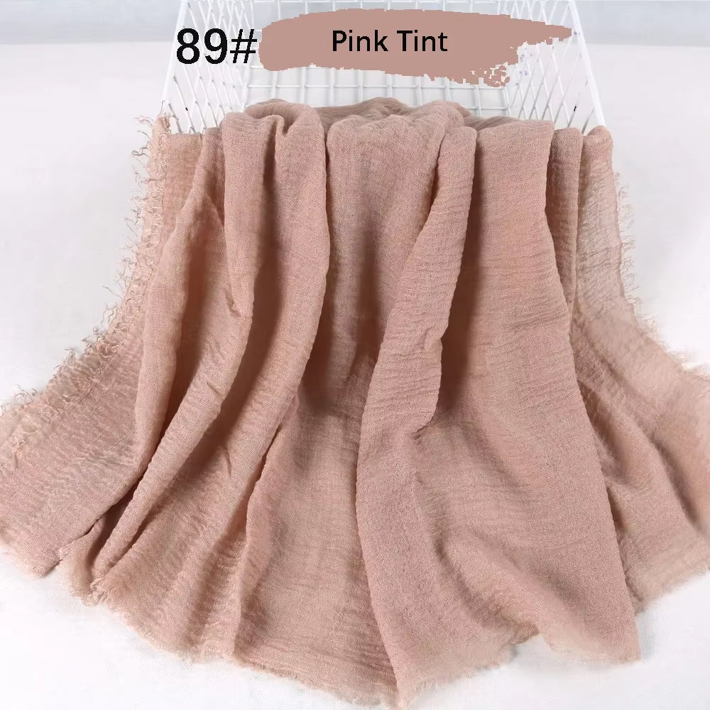 Muslim Women Crinkle Hijab Soft Cotton Scarf Hijabs Head Femme Musulman Turban Shawls Wraps Islamic Headscarf 180X90CM