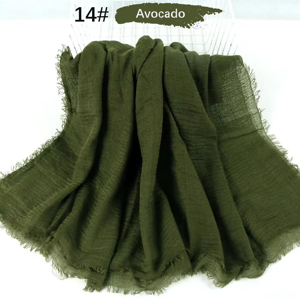 Muslim Women Crinkle Hijab Soft Cotton Scarf Hijabs Head Femme Musulman Turban Shawls Wraps Islamic Headscarf 180X90CM