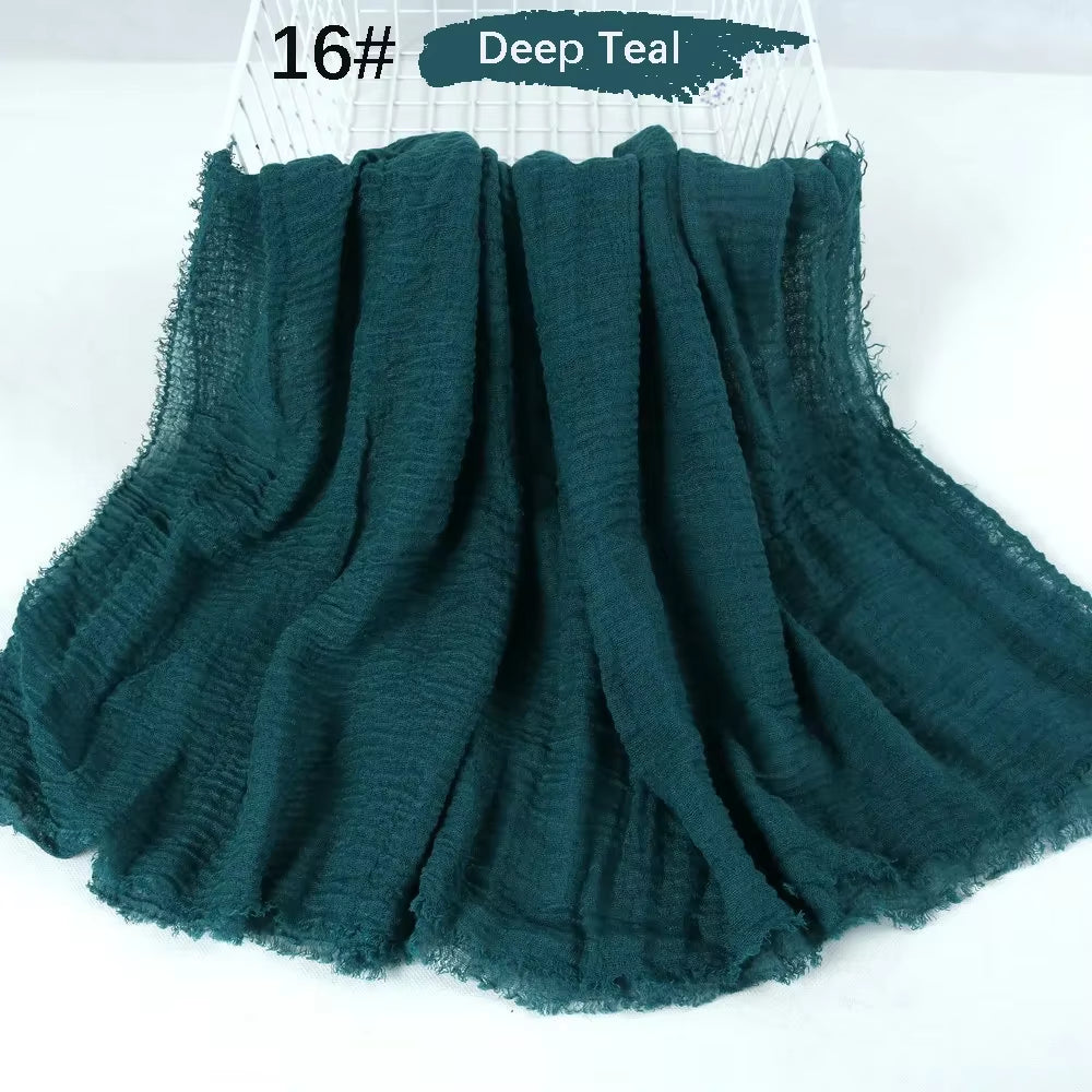 Muslim Women Crinkle Hijab Soft Cotton Scarf Hijabs Head Femme Musulman Turban Shawls Wraps Islamic Headscarf 180X90CM