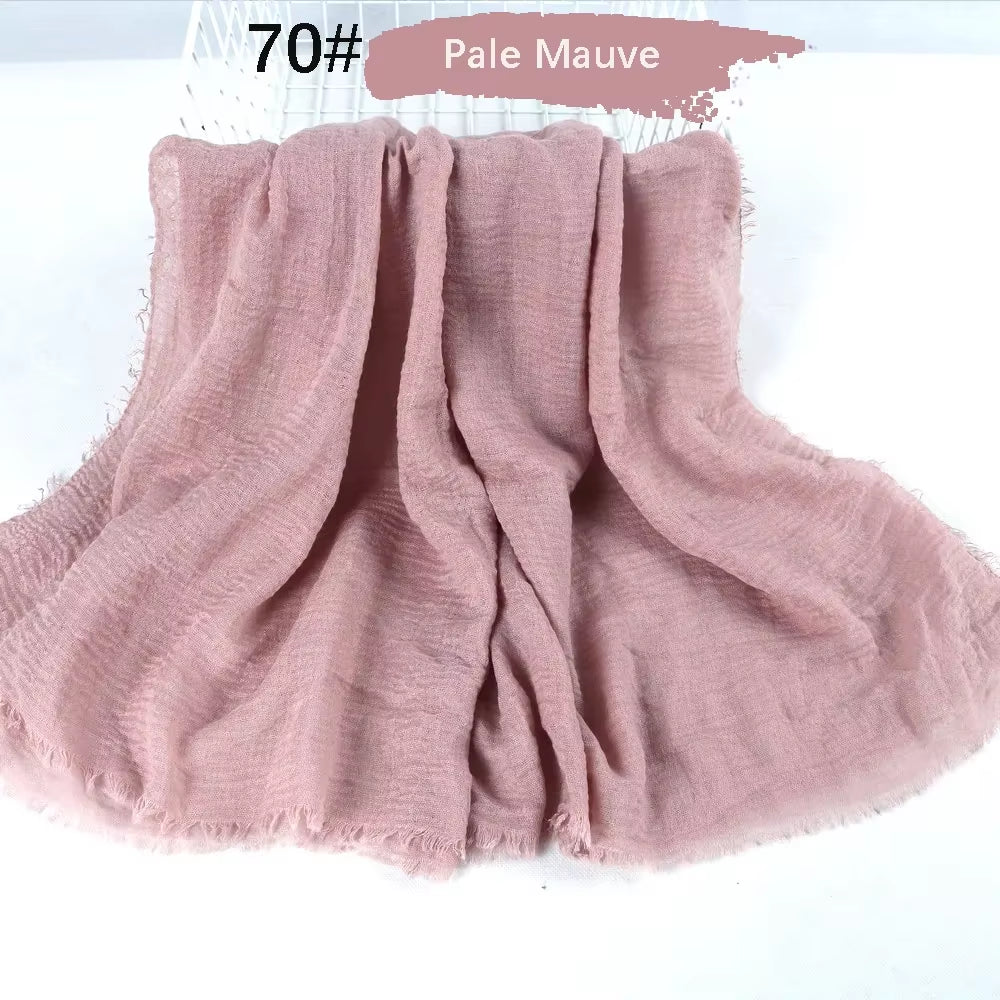 Muslim Women Crinkle Hijab Soft Cotton Scarf Hijabs Head Femme Musulman Turban Shawls Wraps Islamic Headscarf 180X90CM